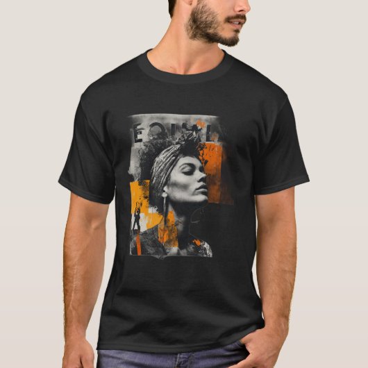 Equality Collage – Bold Orange & Black Activist Ar Tシャツ (正面)