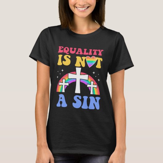Equality Is Not A Sin Gay Christian Ally Jesus Cro Tシャツ (正面)