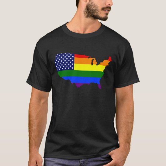 EQUALITY RAINBOW USA統一されたのカスタマイズ可能な州 Tシャツ (正面)