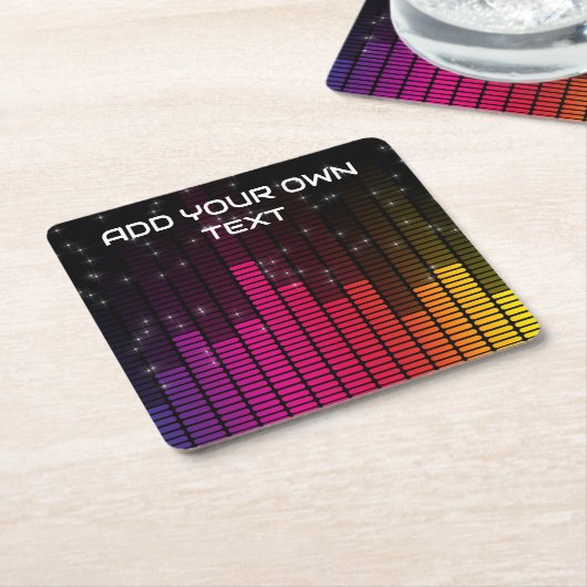 Equalizer Disco Lights Music Volume Custom Text スクエアペーパーコースター (アングル)