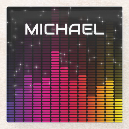 Equalizer Disco Lights Music Volume Personalised ガラスコースター (正面)