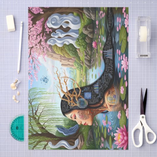 "Equations in Bloom" – A Digital Portrait 薄葉紙 (クラフト)