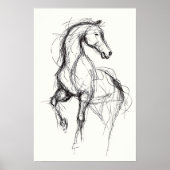 Equestrian Art Modern Horse Sketch Illustration ポスター (正面)