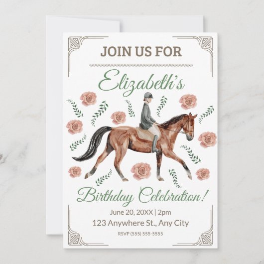 Equestrian Birthday Invitation 招待状 (正面)