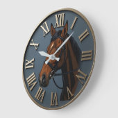 Equestrian Brown Horse   ラージ壁時計 (傾斜)