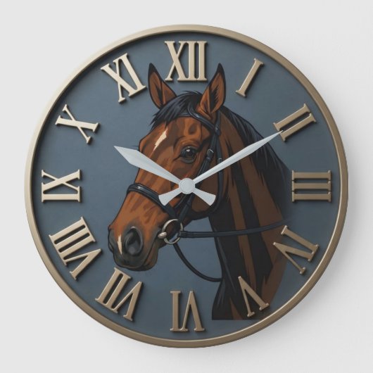 Equestrian Brown Horse   ラージ壁時計 (正面)
