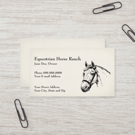 Equestrian Center Riding Stables Business Card 名刺 (正面/裏面インサイチュ)