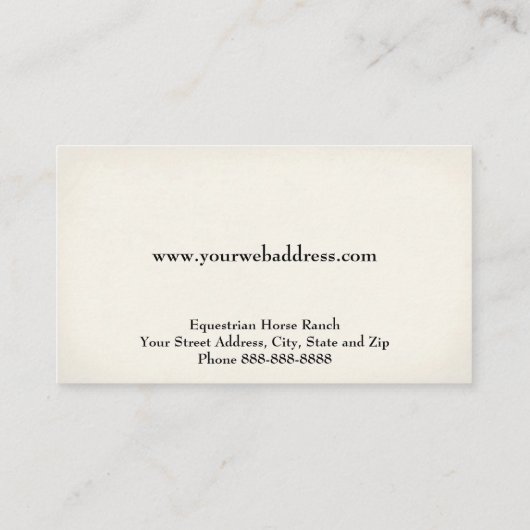 Equestrian Center Riding Stables Business Card 名刺 (裏面)