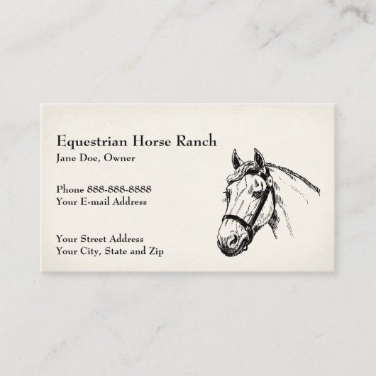 Equestrian Center Riding Stables Business Card 名刺 (正面)