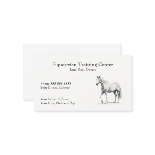 Equestrian Center Riding Stables Business Card 名刺 (正面/裏面インサイチュ)