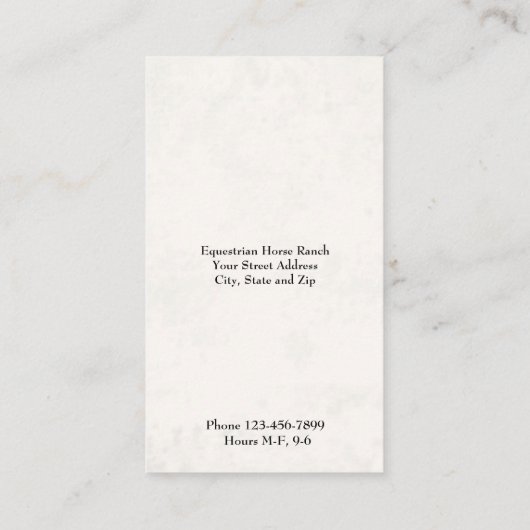 Equestrian Center Riding Stables Business Card 名刺 (裏面)