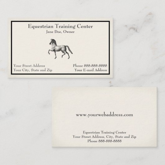 Equestrian Center Riding Stables Business Card 名刺 (正面/裏面)