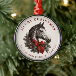 Equestrian Christmas Horse Festive Vintage Holiday メタルオーナメント