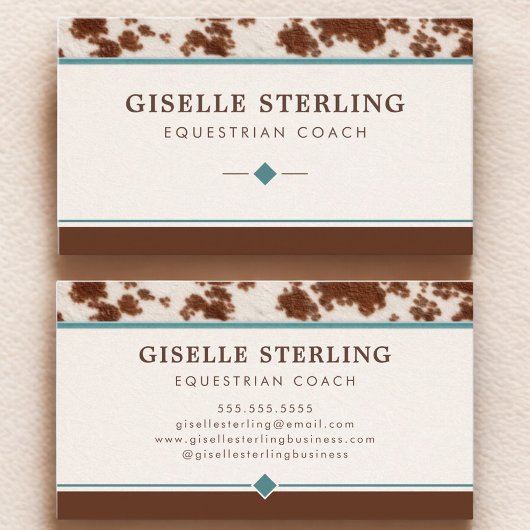 Equestrian Coach Rustic Cowhide Western 名刺