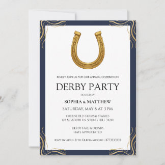 Equestrian Derby Party Modern Race Horse Invite 招待状