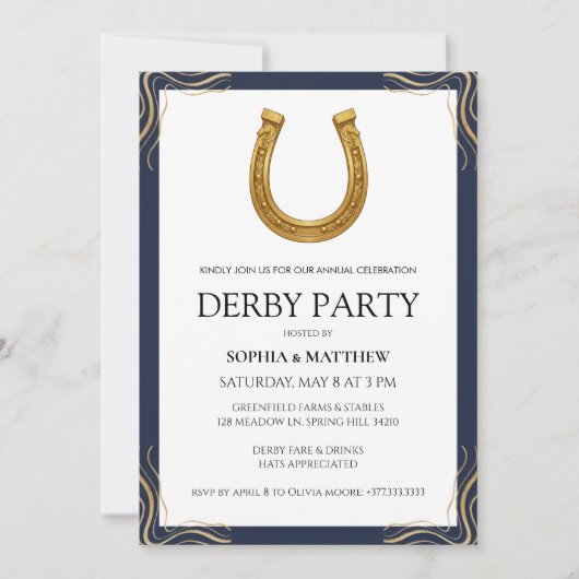 Equestrian Derby Party Modern Race Horse Invite 招待状 (正面)