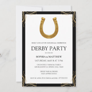 Equestrian Derby Party Modern Race Horse Invite 招待状