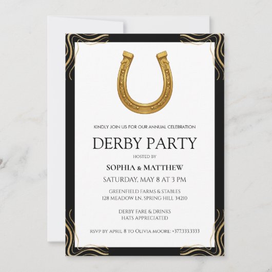 Equestrian Derby Party Modern Race Horse Invite 招待状 (正面)