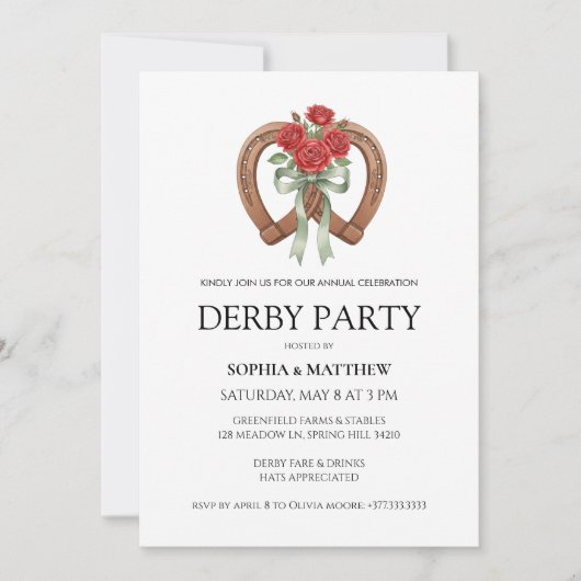 Equestrian Derby Party Modern Race Horse Invite 招待状 (正面)