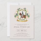 Equestrian Elegant Floral Horse Birthday Party 招待状 (正面)