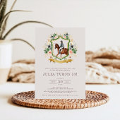 Equestrian Elegant Floral Horse Birthday Party 招待状