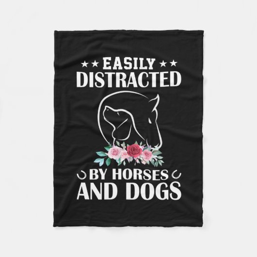 Equestrian Gift | Easily Distracted By Horses フリースブランケット (正面)
