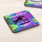 Equestrian Happy Birthday Horse Show Glitter コースター (左側)