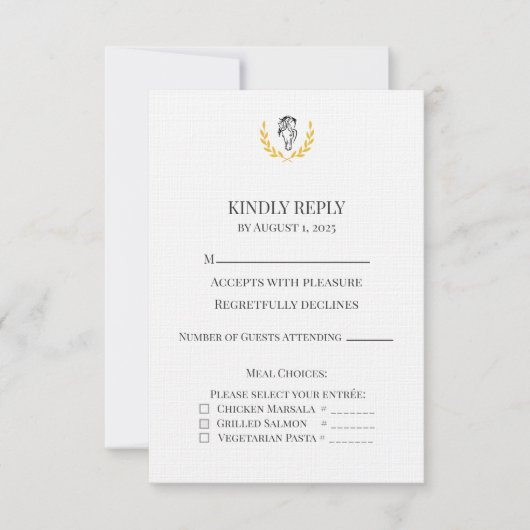 Equestrian Horse Crest Wedding RSVP Card (正面)