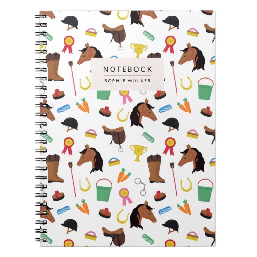 Equestrian Horse Pattern Notebook ノートブック (正面)