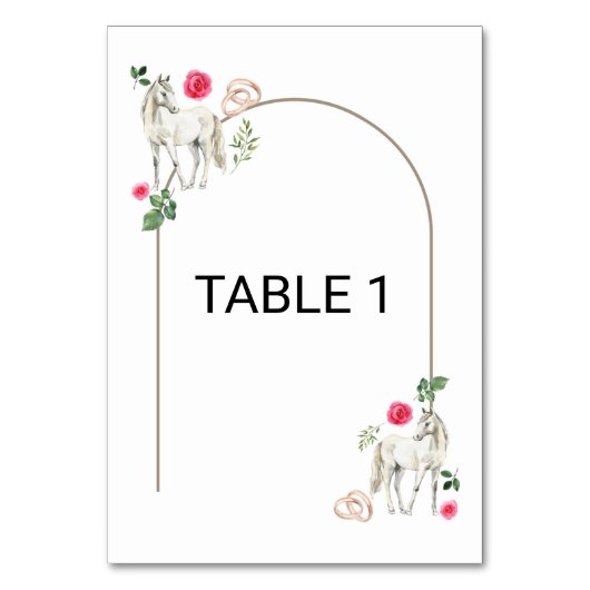 Equestrian Pink Floral Rustic Wedding テーブルナンバー (正面)