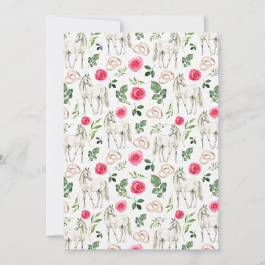 Equestrian Pink Floral Rustic Wedding 招待状 (裏面)