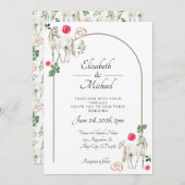 Equestrian Pink Floral Wedding Invitation  招待状 (正面/裏面)