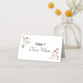 Equestrian Pink Floral Wedding Place Card プレイスカード