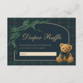 Equestrian Polo Plaid Teddy Bear Diaper Raffle エンクロージャーカード (正面)