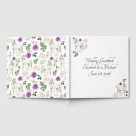 Equestrian Purple Floral Rustic Wedding  ゲストブック