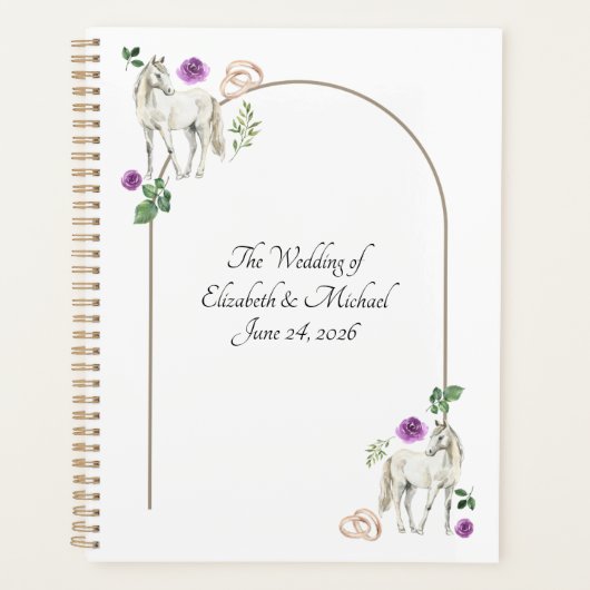 Equestrian Purple Floral Rustic Wedding プランナー手帳 (正面)