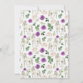 Equestrian Purple Floral Rustic Wedding 招待状 (裏面)