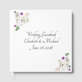 Equestrian Purple Floral Wedding Guest Book ゲストブック (正面)