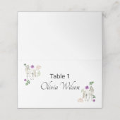 Equestrian Purple Floral Wedding Place Card プレイスカード (外部開封)