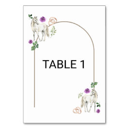 Equestrian Purple Floral Wedding Table Number Card テーブルナンバー