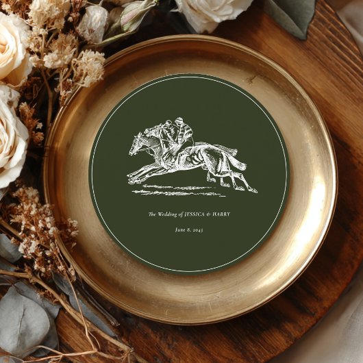 Equestrian Race Horses Dark Green Elegant Wedding メニュー