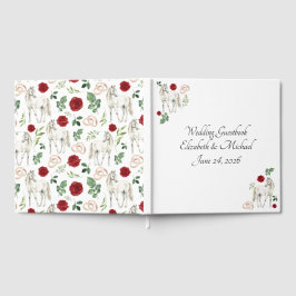 Equestrian Red Floral Rustic Wedding ゲストブック