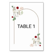 Equestrian Red Floral Rustic Wedding テーブルナンバー (裏面)