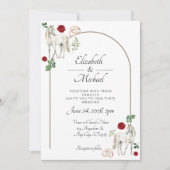 Equestrian Red Floral Wedding Invitation  招待状 (正面)