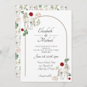Equestrian Red Floral Wedding Invitation  招待状 (正面/裏面)