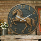 Equestrian rustic farmhouse horse lover barn style ラージ壁時計