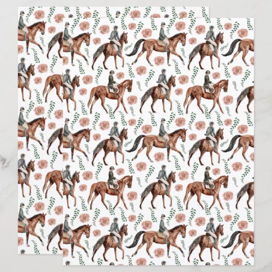 Equestrian Scrapbook Paper (正面/裏面)
