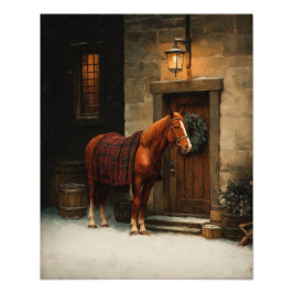 Equestrian Tartan Christmas Poster フォトプリント