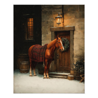 Equestrian Tartan Christmas Poster フォトプリント