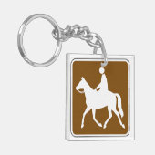 Equestrian Trail Riding Horse Silhouette Icon キーホルダー (正面左)